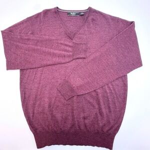 Neiman Marcus Exclusive XXL Burgundy V Neck Merino Wool Silk Cashmere Sweater